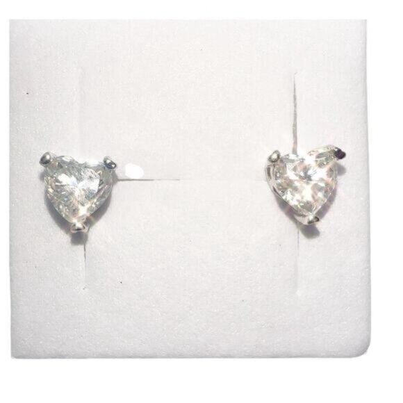 Moissanite Jewelry - Heart Cut Moissanite Stud Earrings 925 Silver GRA Certified